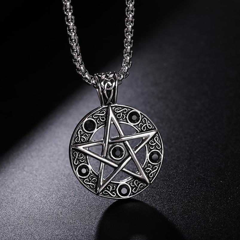 European and American Retro Devil Satan Logo Pentagram Pendant Necklace Accessories