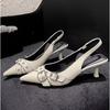Fashion Luxury Brand Designer Women Sandals Fashion Pointed Toe Buckle Strap Metal High Heeled Kitten Heel Elegant Single Shoes Female