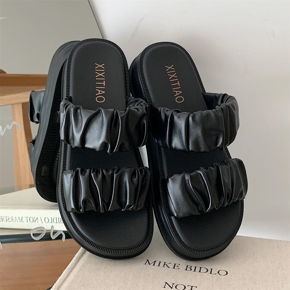 Slides with Heel Outside Summer 2024 Soft Height Women's Slippers and Ladies Sandals Off White Shoes I F Waterproof Shoe Unique