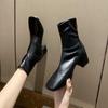 Autumn Winter Leather Waterproof Booties Square Toe Heeled Warm Woman Short Shoes New In Fashion Sale Ankle Boots for Women