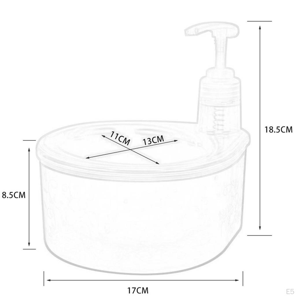 2 In 1 Dish Soap Dispenser with Sponge Holder 1000ml Scrubber Case