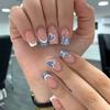 Medium and Long French Manicure Flash Love Fake Nails European and American Style Wearing Sweet Girl Manicure Nails
