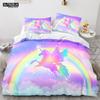 Cartoon Rainbow Unicorn Bedding Set Unicorn Sets Single Double Queen Twin Full Size Duvet Cover Kid Girls Child Soft Duvet Cover
