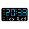 USB Powered LED Digital Wall Clock Voice Control Temperature Date Week Snooze Dual Alarm Clock DST Brightness Adjustment 12/24H