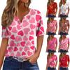 Women's T Shirt Tee Valentine's Day Print Button Short Sleeve Daily Weekend Fashion Basic V- Neck Regular Top
