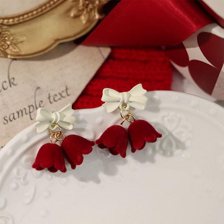 Ankola Red Festive Earrings for Women - 2025 Trendy Retro Style, Perfect for Chinese New Year Celebrations.