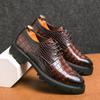 Fashion Mens Oxfords Shoes Lace Up Leather Crocodile Print Wedding Party Casual Oxfords Office Suit Dress Business Shoes for Men