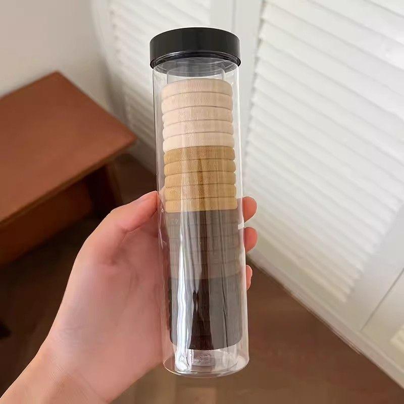 Canned Girls Tie-up Hair Head Rope High Elastic Durable Hair Rope Black Hair Ring Leather Cover Rubber Band New