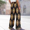 Women Summer Boho Palazzo Pants High Waist Wide Leg Floral Printing Casual Trousers With Pockets