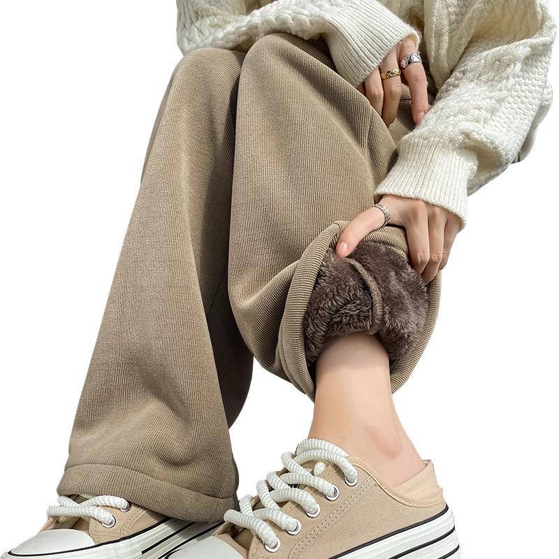 Women's Slim-Fit Petite Fleece-Lined Chenille Wide-Leg Pants - Winter 2023