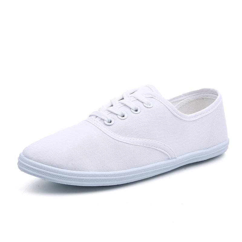 Fashion 2024 Lace-Up Shoes Woman Large Size 42 Canvas Casual Off White Shoes Breathable Wear Resistant Slip Platform Vulcanize Shoes