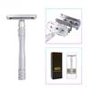 Double Edge Safety Razor Portable Metal Shaving Razors for Men & Women Hair Remove with 5 Platinum Coating Blades