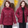 Mom's Velvet and Thickened Winter Hooded Cotton Jacket, New Winter Middle-aged and Old Women's Warm Cotton-padded Jacket