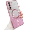 Glitter Bright Cover For Samsung Galaxy S24 S23 S22 S21 S20 Ultra Plus FE Case Note20 Ultra Plating Wireless MagSafe Magnetic