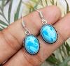 Larimar Gemstone 925 Sterling Silver Plated Hook Earring VG-68