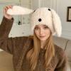 Women Cute Long Ear Plush Fur Warm Winter Hat Trendy Knitted Hat With Earflap Girls Lovely Fashion Hat Dandy Cap
