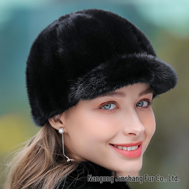 Women's Winter Warm Mink Fur Knight Duckbill Hat