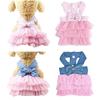 Cute Dog Dresses Striped Mesh Puppy Skirt Pet Princess Dresses Summer Clothes Dog Apparel Doggie Bowknot Dresses for Dogs Cats
