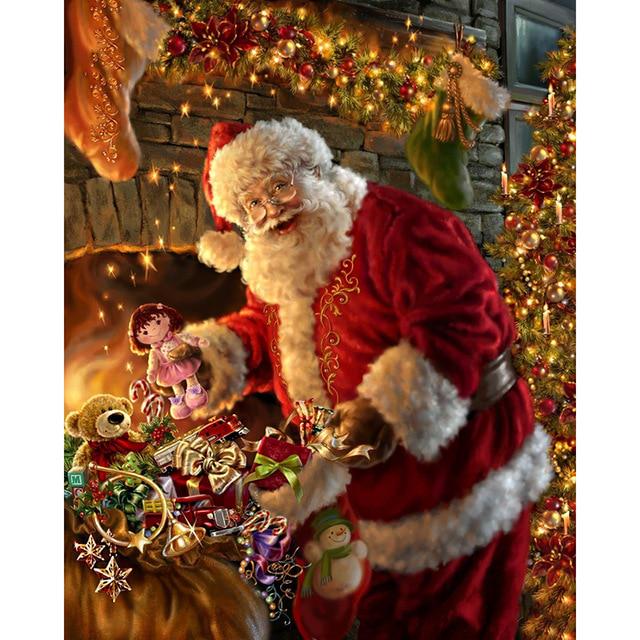 Santa Claus DIY 5D Diamond Painting Full Round Resin Scenery Diamond Embroidery Cross Stitch Kits Christmas Gift