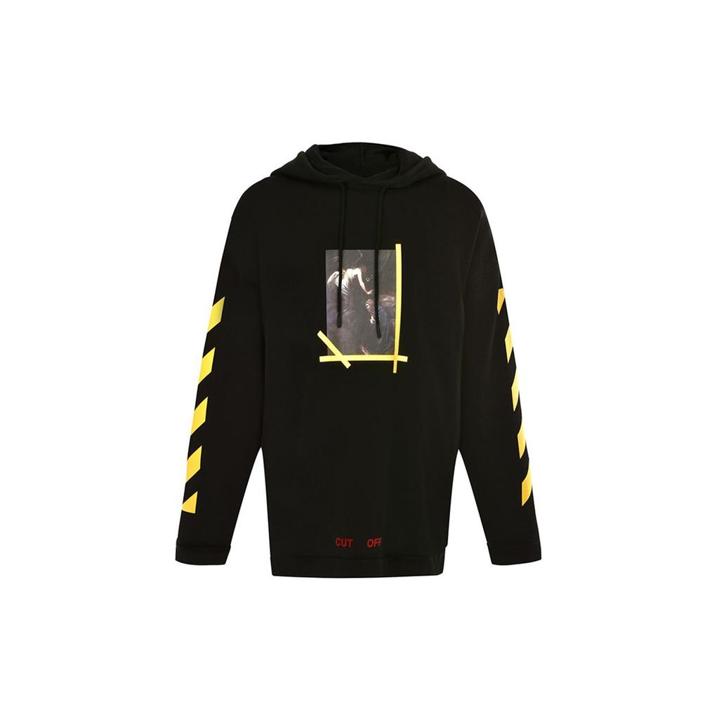 Off-White Arrow Print Loose Hoodie Men Tops Black OMBB00930371099