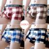 2/ 4pcs High Quality Men Plaid Underwear U Convex Boxers Shorts Sexy Soft Homme Panties Plaid Breathable Boy Underpants Size L-4XL