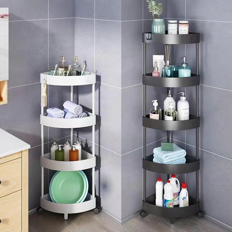 Triangular Floor-Standing Multi-Layer Storage Rack for Bathroom and Living Room