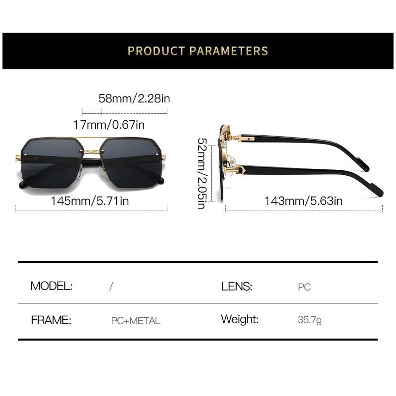 Sunglasses for Men Oversize Pilot Metal Half Frame Fashion Design Women Sunglasses Outdoor Driving Sunshade Sun Glasses Eyeglasses Uv400