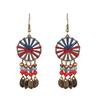 1 Pair Classic Hook Earrings Beads Ethnic Style Tassel Charm