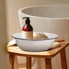 PACKOVE Enamel Footbath Basin, Foot Soaking Basin, Washing Bowl, Footbath Bucket, Foot Washing Station, Tin Tub for the Elderly, Retro White Enamel