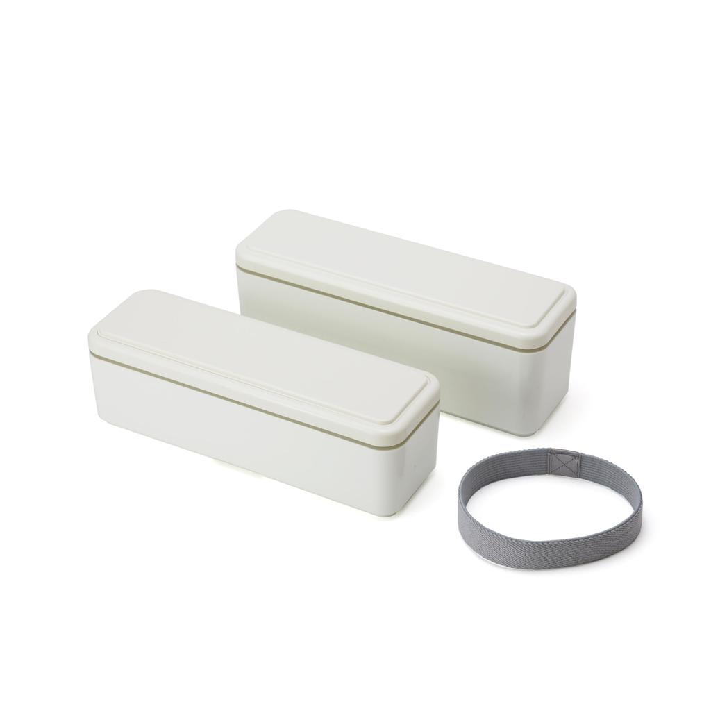 Miyoshi Seisakusho Lunch Box with Integrated Ice Fit Series White X GEL-COOL Pack, Slim, S+L, White, 0101-0099