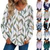 Women's Fashion Casual Long Sleeve Printed V- Neck Sweater Top