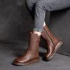 Round Toe Women's Half High Boots Elegant Fashion Ladies Mid Calf Shoes Designer Luxury Quality Footwear Winter 2024 Novelty Pu