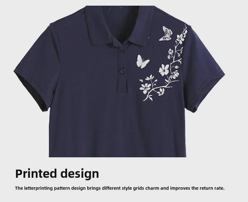 2023 Women's Summer Loose Cotton Lapel T-Shirt with Short Sleeves for Middle-Aged Women