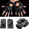 Fashion Hot Black Fingerless Gloves PU Leather Gloves Half Finger Driving
