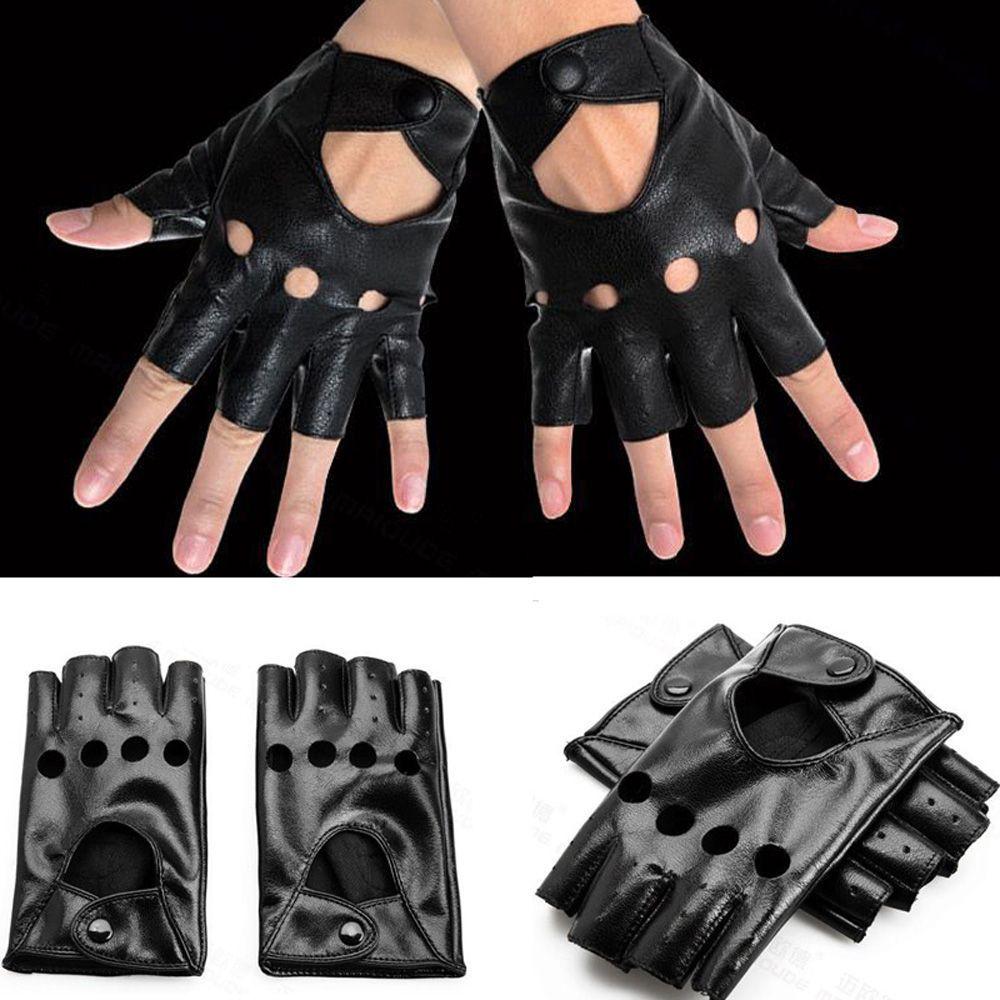 Fashion Hot Black Fingerless Gloves PU Leather Gloves Half Finger Driving