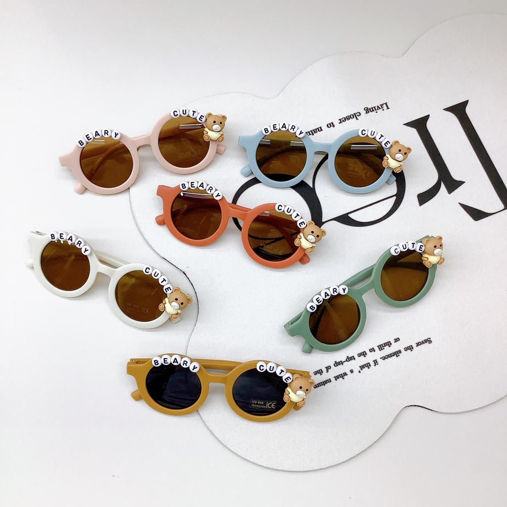 Vintage Children'S Sunglasses Cute Baby Bear Sunglasses Fashion Cartoon Uv-Proof Boys And Girls Glasses