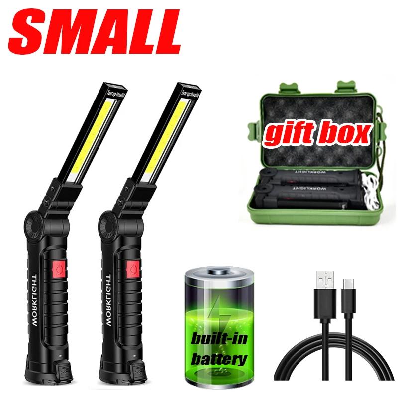 COB LED Work Light Dimmable USB Rechargeable LED Flashlight Inspection Lamp With Magnetic Hook Power Bank 18650 Battery Torch