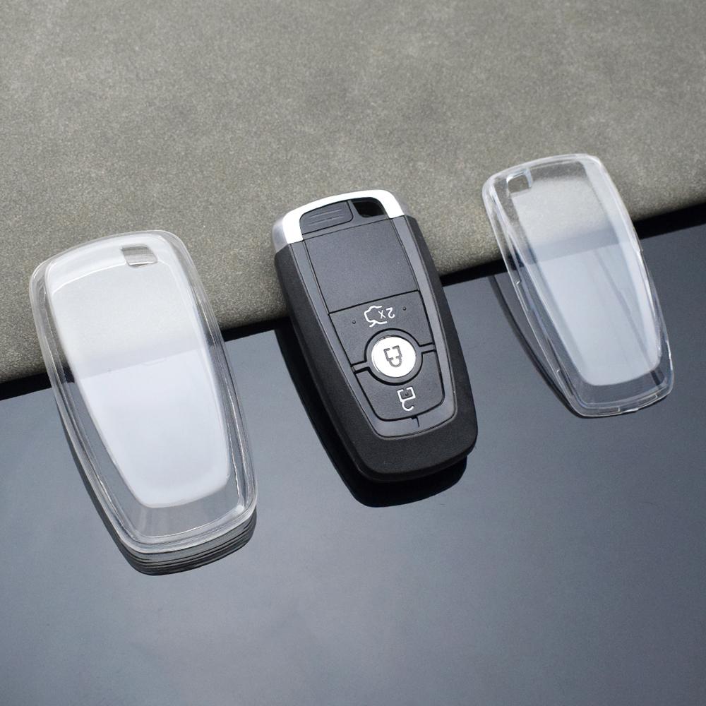 Transparent Car Key Cover Case Shell Holder Accessories for Ford Edge EcoSport F-150 F-250 F-350 Fusion Mondeo Mustang Explorer