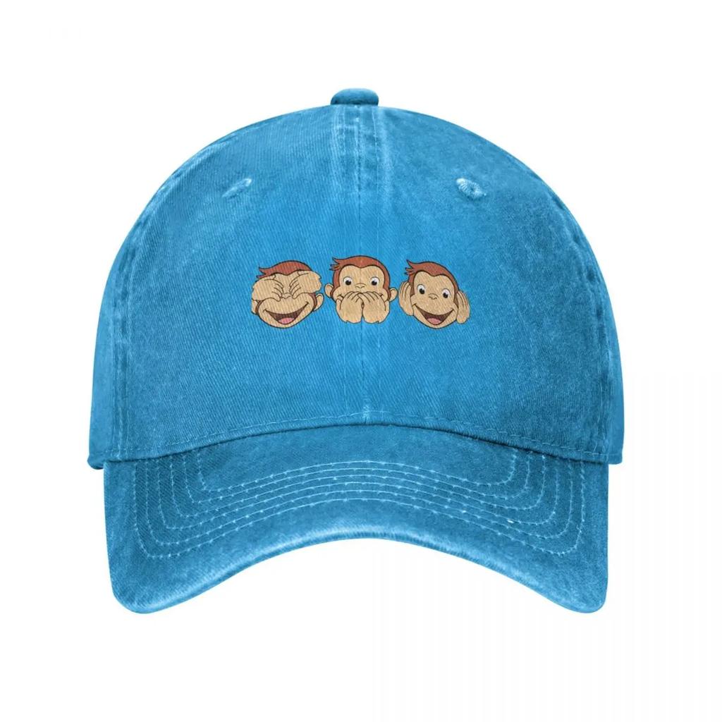 Cute Brown Monkey Curious George Baseball Cap Classic Distressed Cotton Sun Cap for Men Women Outdoor Running Golf Caps Hat