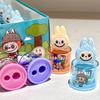 1Pcs Cartoon Portable Cute Pencil Sharpener Labubu Kawaii Double Hole Pencil Sharpener Office Supplies Student Stationery Gifts