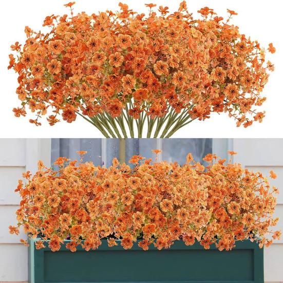Autumn Artificial Violet Flower with Eucalyptus Leaves 7 Fork Fake Silk Flower Home Festival Table Centerpiece Indoor Outdoor Faux Bloom Decoration