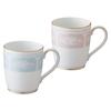 Noritake Mugs Pair 280cc Lacewood Blue and Pink Fine (Color-Changing Set) Gold, Porcelain, P9755A/1507-14