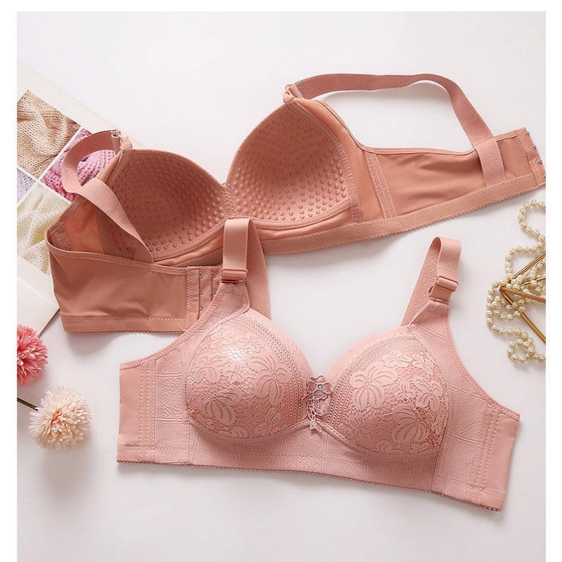 Lace Embroidery Gather To Prevent Sagging Bra Collect and Collect Breast Milk Non Magnetic and Non Steel Ring Women's Large Size Underwear