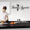 Kitchen Bon Appetit Wall Sticker DIY Knife and Fork Removable Wall Decal Family Home Sticker Mural A