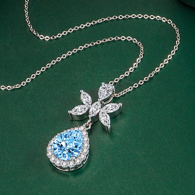BELLA BOX Paraiba Pear Shape Pendant Necklace Multiple Colour Fashion Wedding Engagement Jewelry