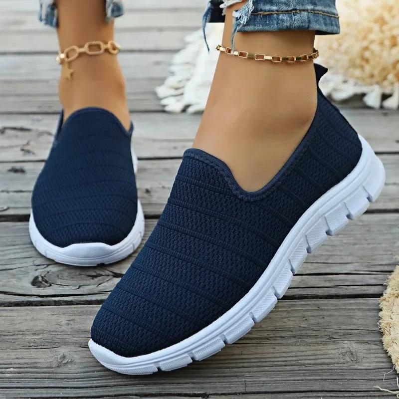 Women's Spring New Style Fashion Mesh Non-slip Thick Sole Women's Loafers Daily Leisure Outdoor Walking Ladies Sports Shoes