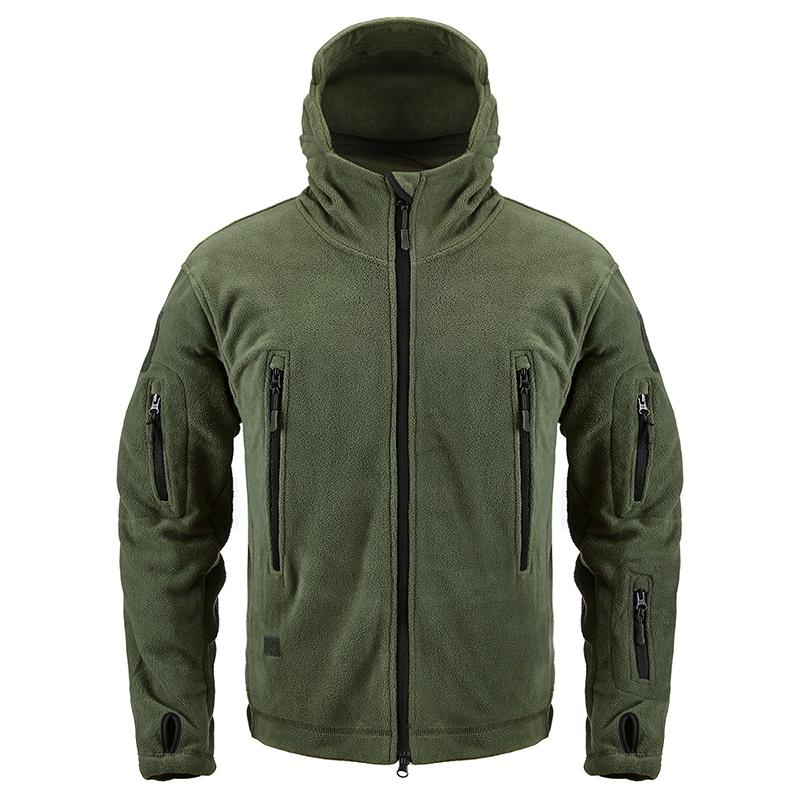Tactical Fleece Jacket Men Winter Warm Hooded Military Jacket Casual Outdoor Hiking Hoodie Outerwear Coat with Many Pockets
