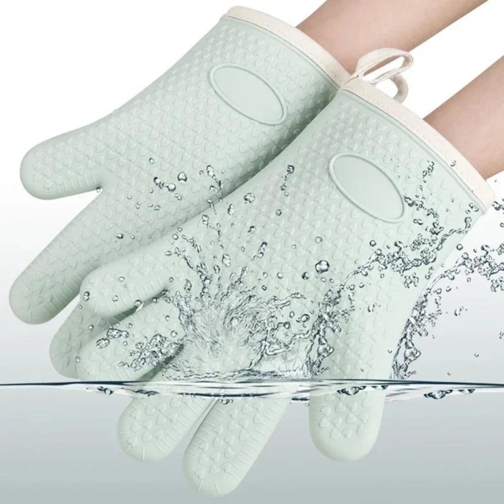 Anti-scald Thickened Silicone Gloves Heat Resistant Microwave Oven Baking Gloves BBQ Gloves Anti-slip Heat Insulation