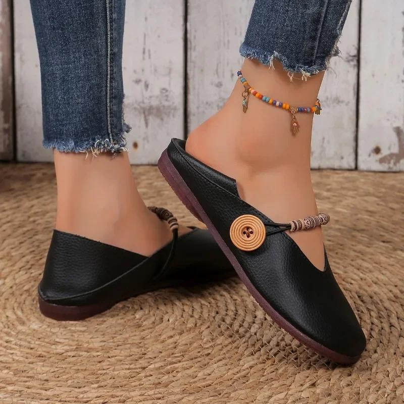2024 Hot-selling Comfortable Solid Color Flat Shoes, Comfortable and Versatile Beach Casual Lightweight Round-toe Women's Shoes