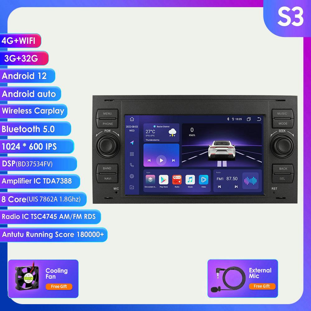 Car Radio Hizpo 2din 7''Android AutoRadio GPS for Ford Mondeo S-max Focus C-MAX Galaxy Fiesta Transit Fusion Connect Kuga Multimedia Navi Carplay Auto